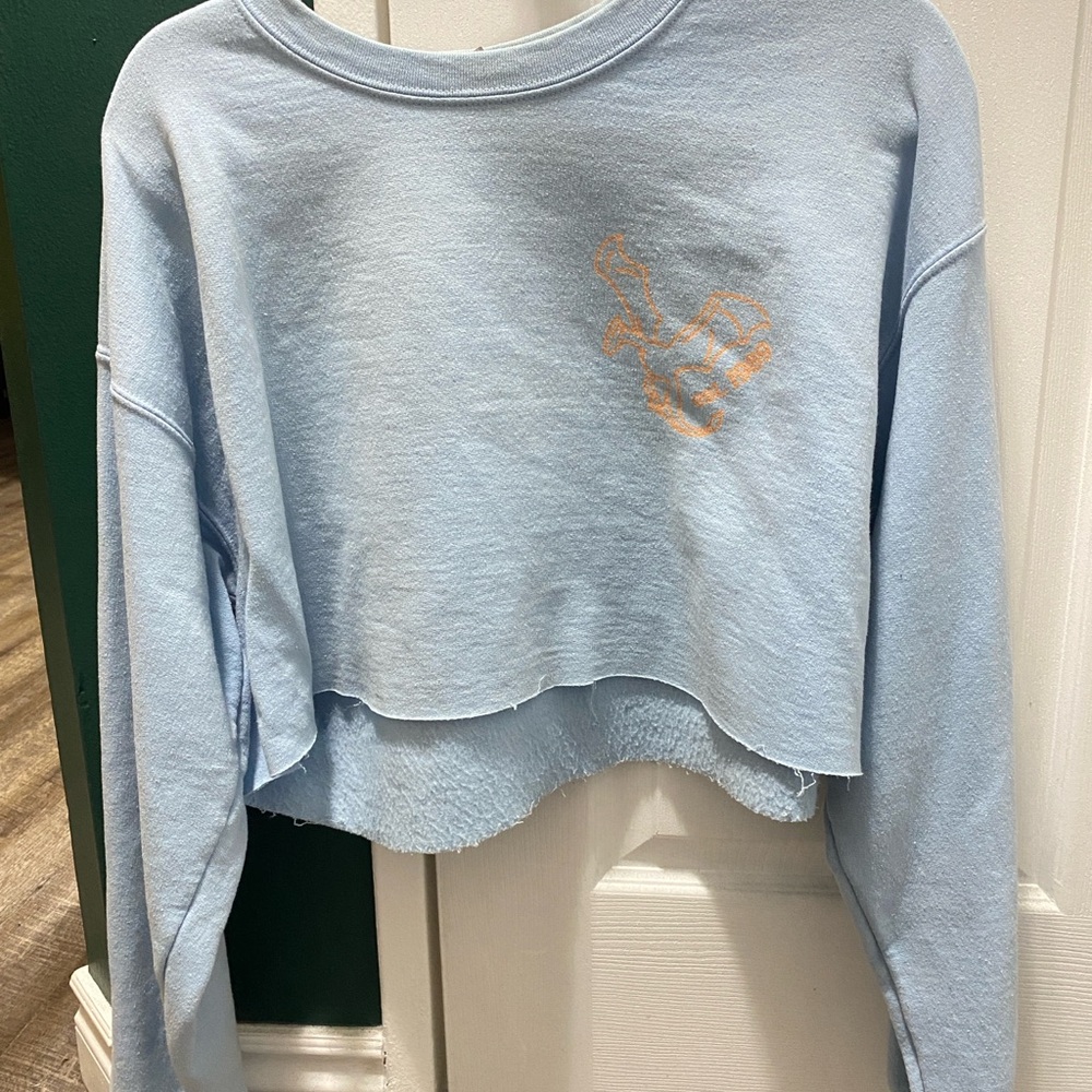Gildan Light Blue Cropped Hoodie with Taylor Swift Lyrics
